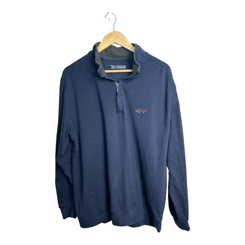 Greg Norman Performance By Design Mens Long-Sleeve 1/4-Zip Golf Shirt Blue Sz L